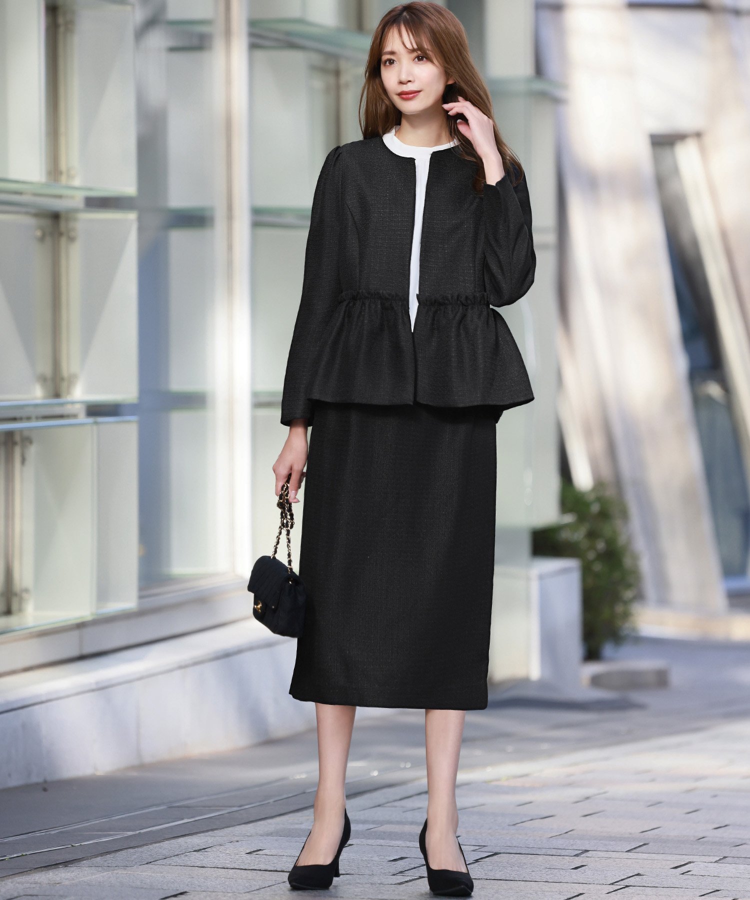 RIVER FIELD & Co.｜ツイードペプラムノーカラージャケット・スカート