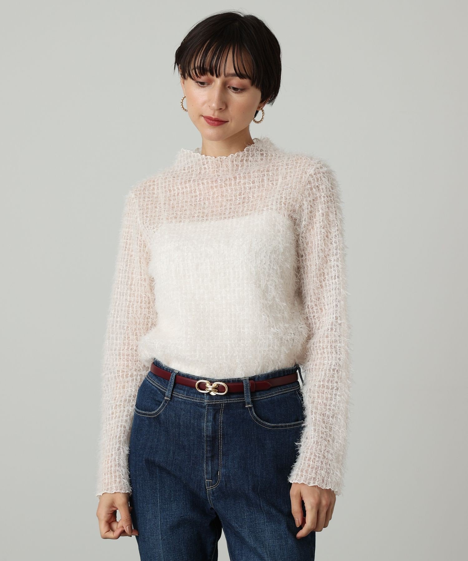 ANAYI｜プレイドフェザーチュール プルオーバー | Rakuten Fashion