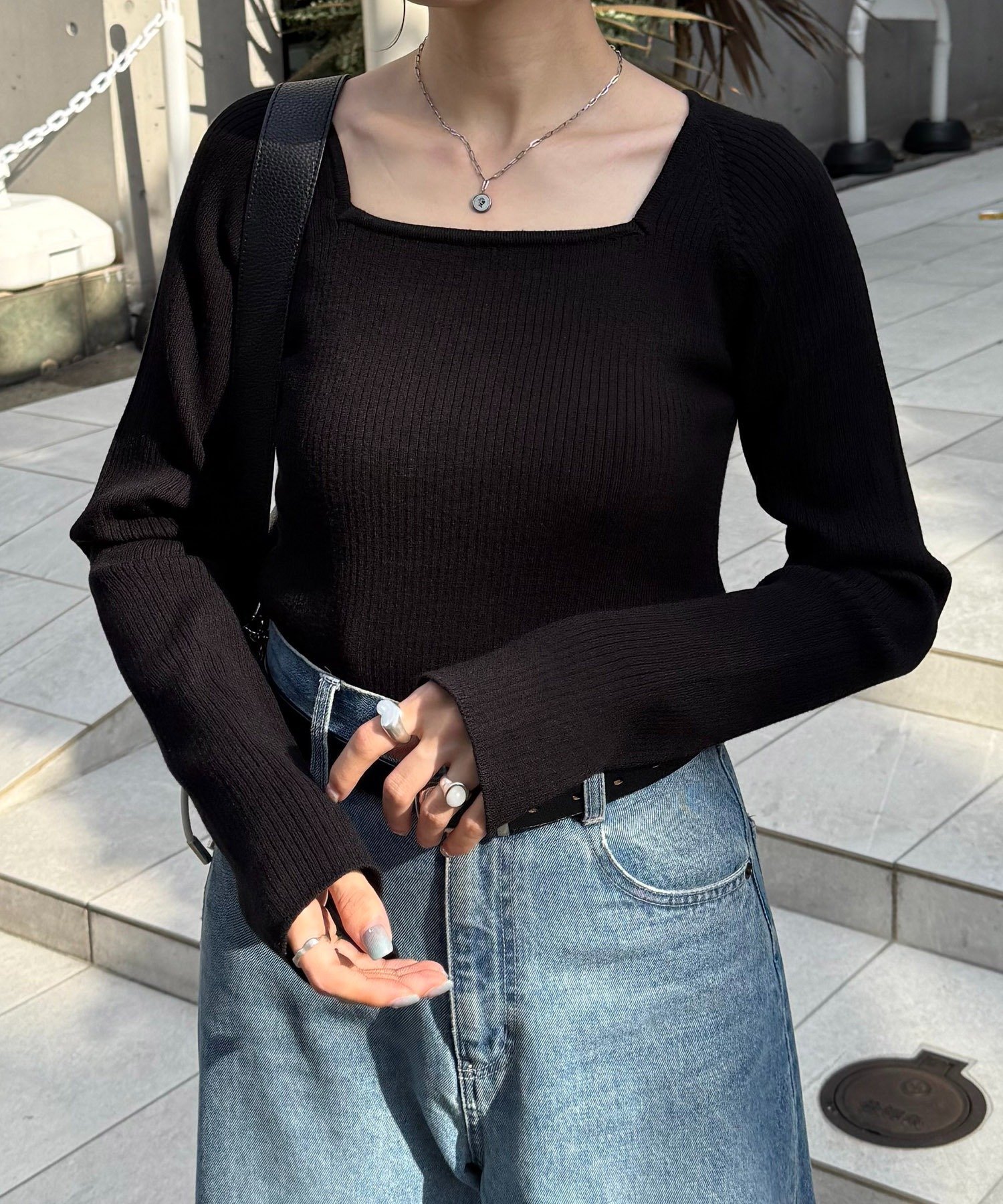 COLLAGE GALLARDAGALANTE｜深スクエアリブニット | Rakuten Fashion