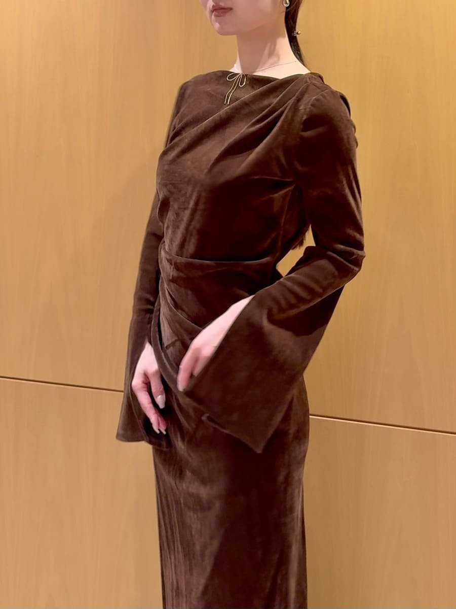 SNIDEL｜フロッキーベロアドレープドレス | Rakuten Fashion(楽天