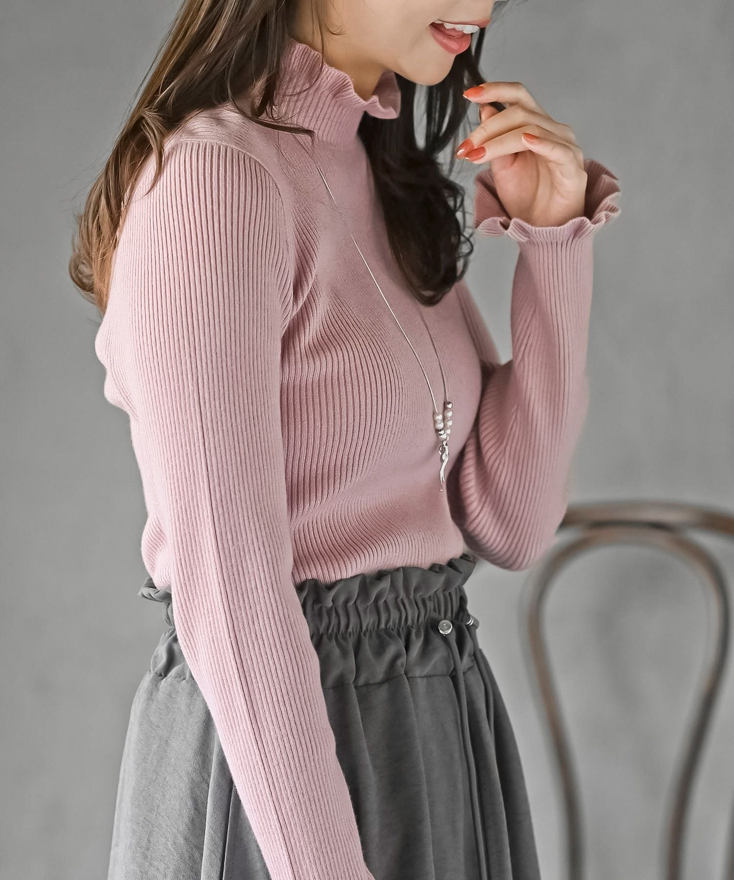 rps｜フリルネックリブニットプルオーバー | Rakuten Fashion(楽天