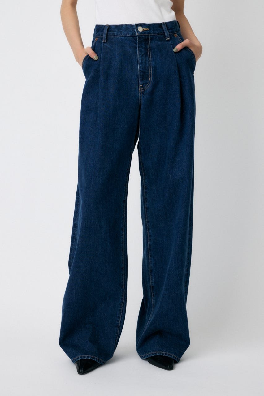 moussy｜TUCK WIDE ストレートデニム | Rakuten Fashion(楽天