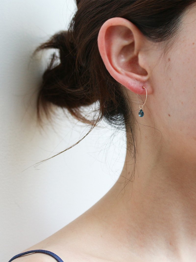 cui-cui｜ロンドンブルートパーズ スナップ フープ ピアス | K10YG