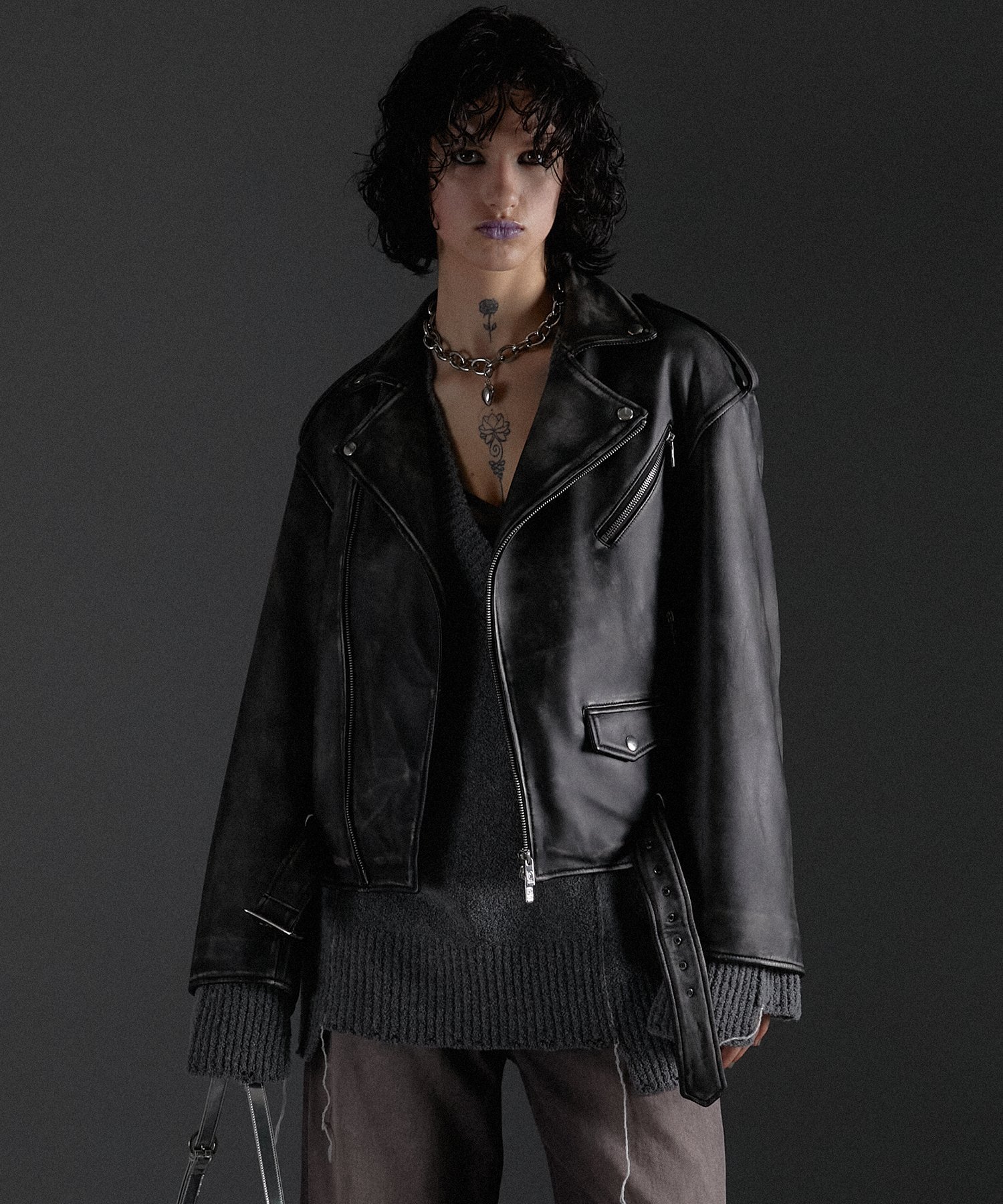 PRANK PROJECT｜ラブオフCOWレザーライダースジャケット / Rub Off COW