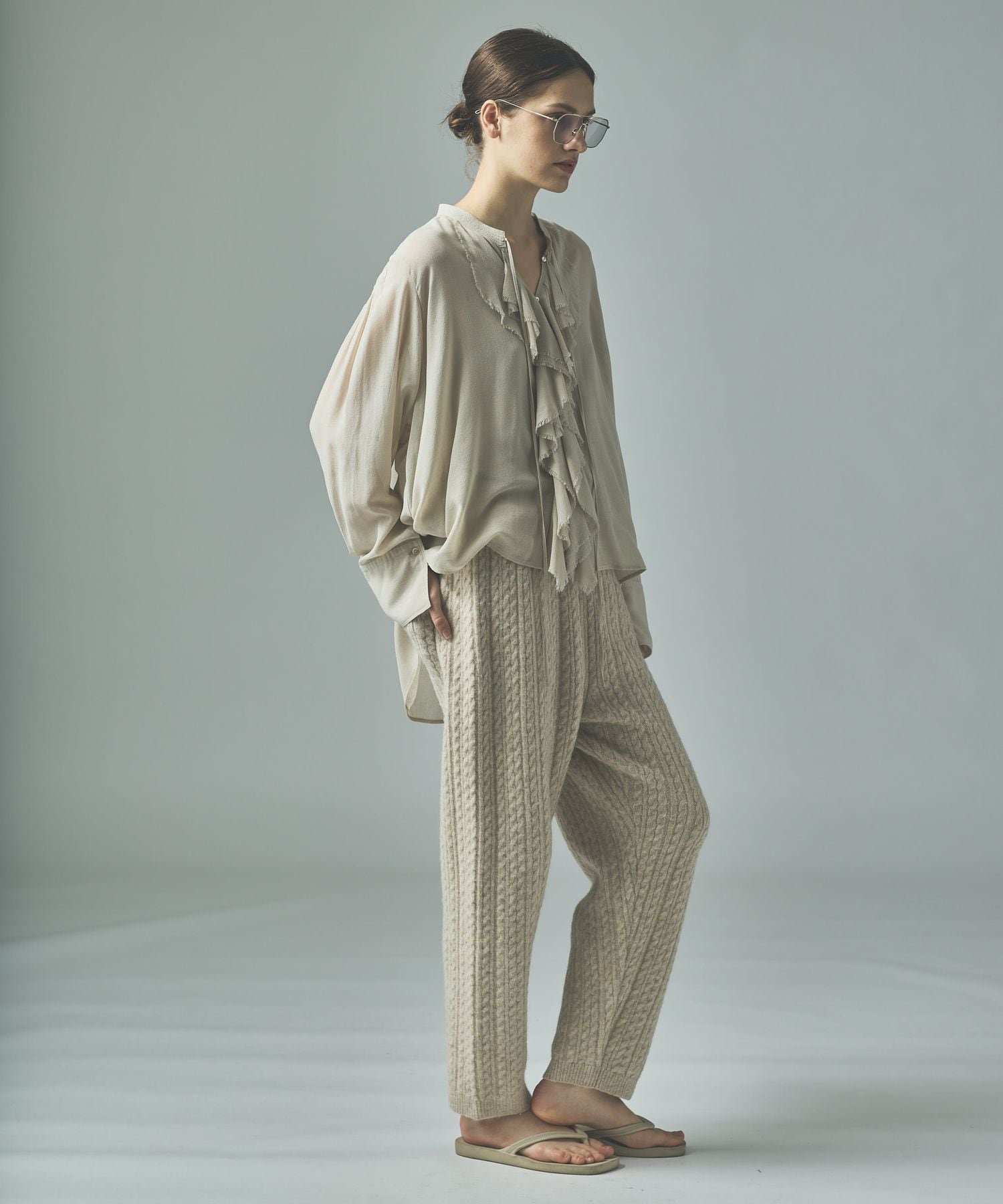 Curensology｜ウールミックスボイルフリルブラウス | Rakuten Fashion