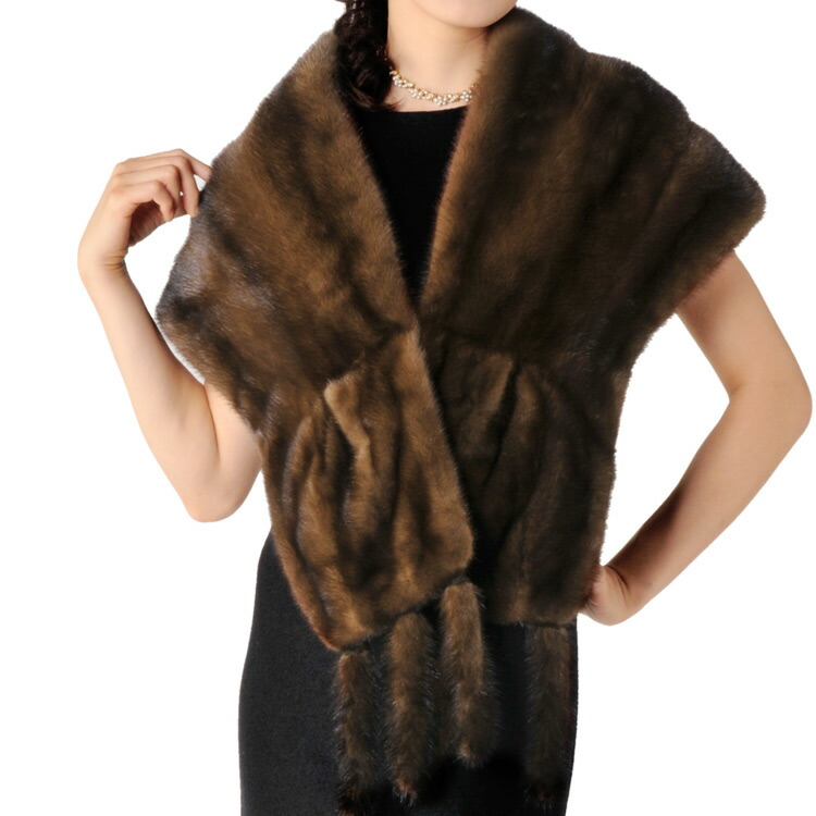 楽天市場】【40%offクーポン】ミンク フリンジ付き ファーストール