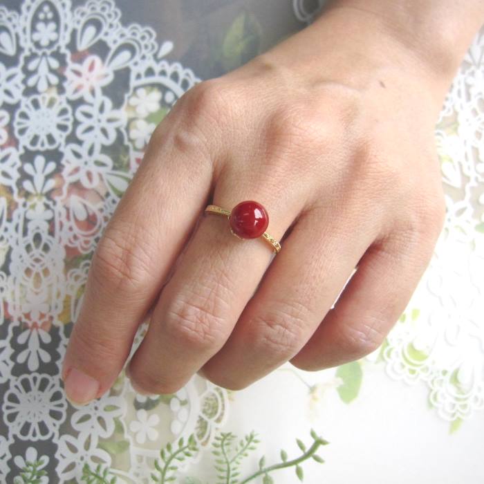 楽天市場】日本 高知産血赤珊瑚 リング 指輪 （7.9ミリ） ダイヤ0.02ct