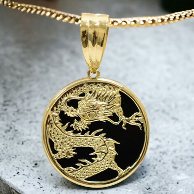 楽天市場】K18 18金 ドラゴン オニキス ブラック ネックレス