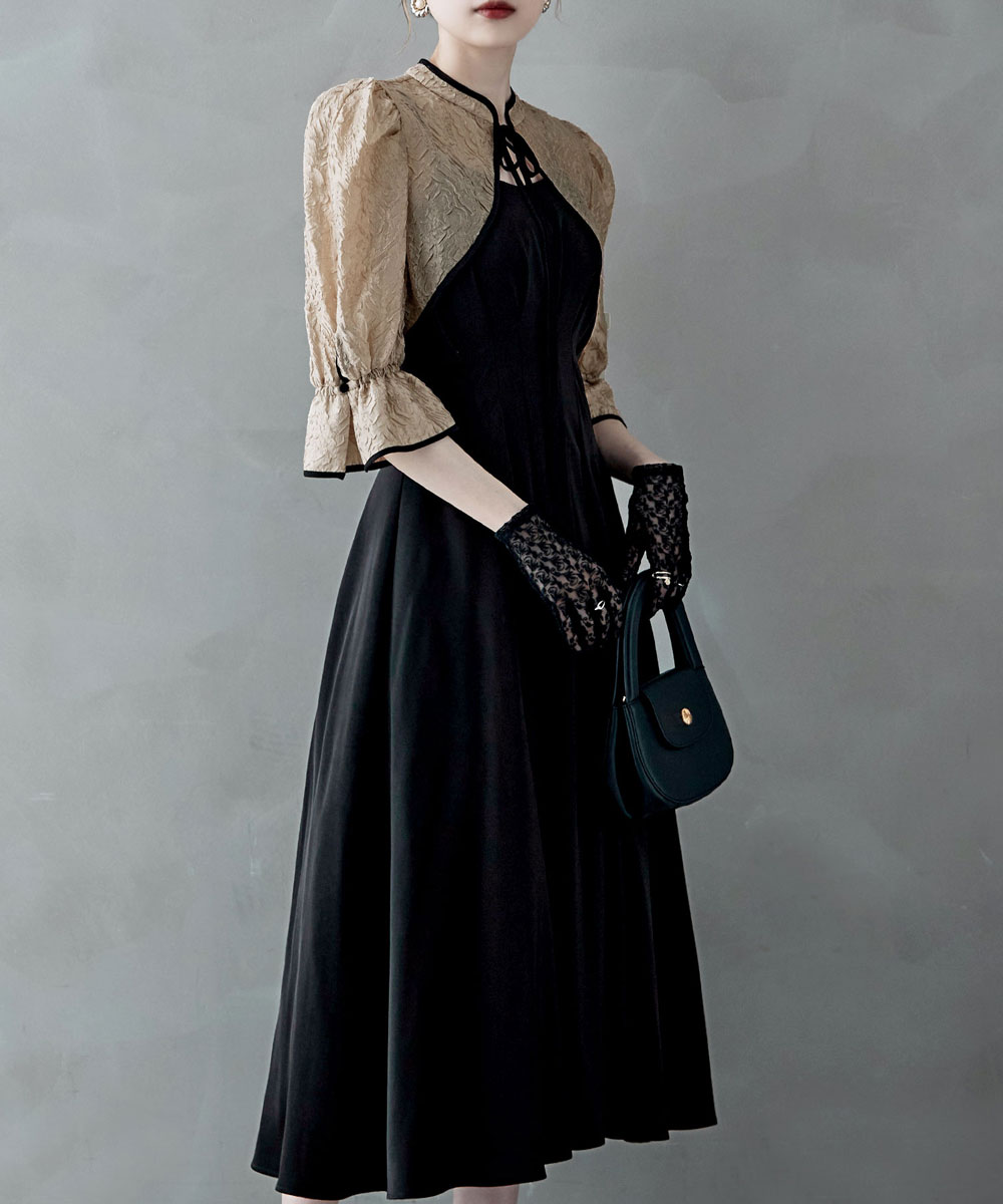 楽天市場】ジャガードボレロ&ウエストタックボリュームドレス