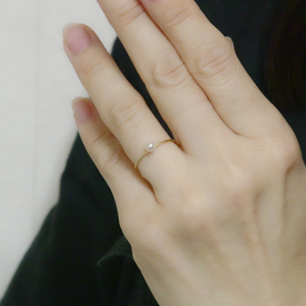 楽天市場】k18 パール リング 真珠 指輪 ピンキー あこや アコヤ 3mm