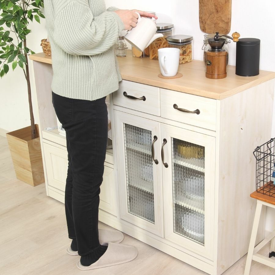 楽天市場】【ポイント10倍】 食器棚 スリム キッチンカウンター レンジ