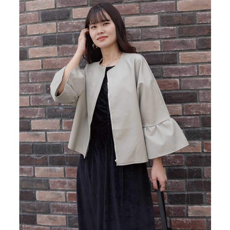 楽天市場】CORNERS フェイクレザー袖フリルジャケット アウター(コート