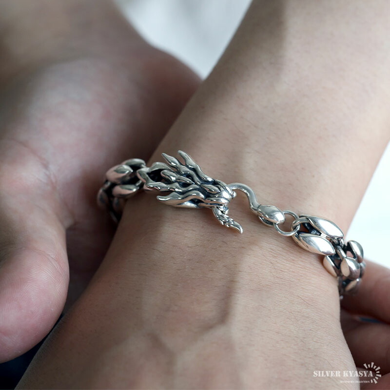 楽天市場】シルバー925 ドラゴンブレスレット メンズ チェーン