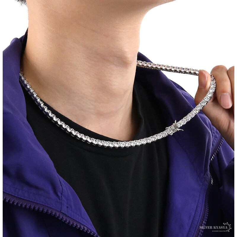 楽天市場】テニスチェーンネックレス メンズ シルバー テニスチェーン