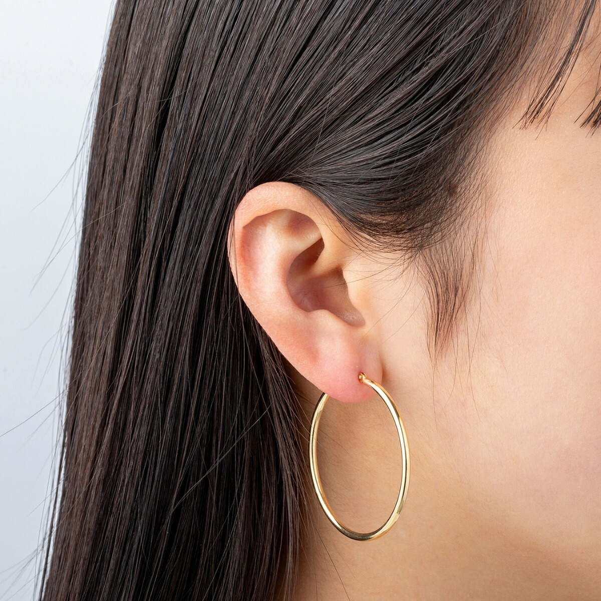 楽天市場】18金 フープピアス メンズ レディース 2mm×40mm K18 18K K18