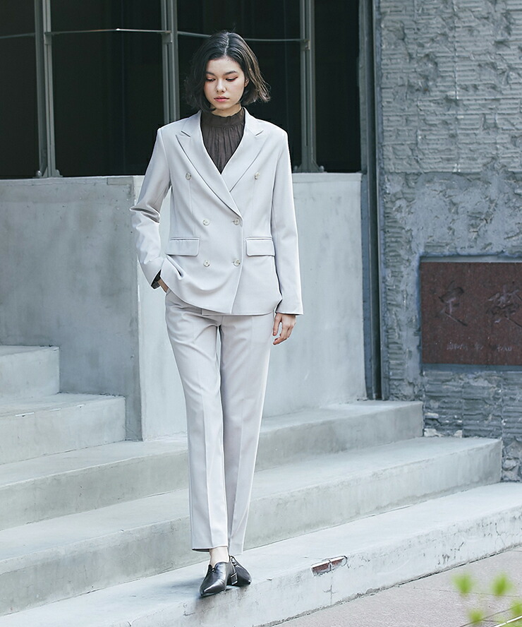 楽天市場】ダブルテーラードジャケット＆テーパードパンツスーツセット
