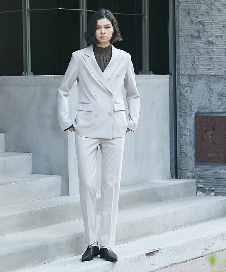 楽天市場】ダブルテーラードジャケット＆テーパードパンツスーツセット