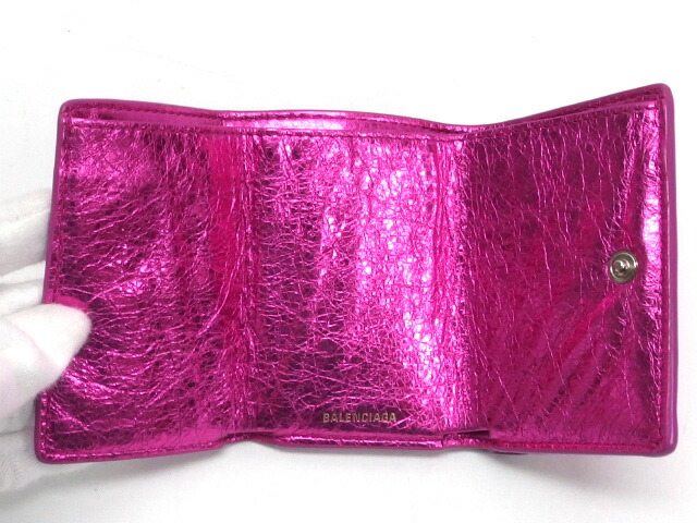 楽天市場】バレンシアガ ペーパーミニ コンパクト財布 メタリック