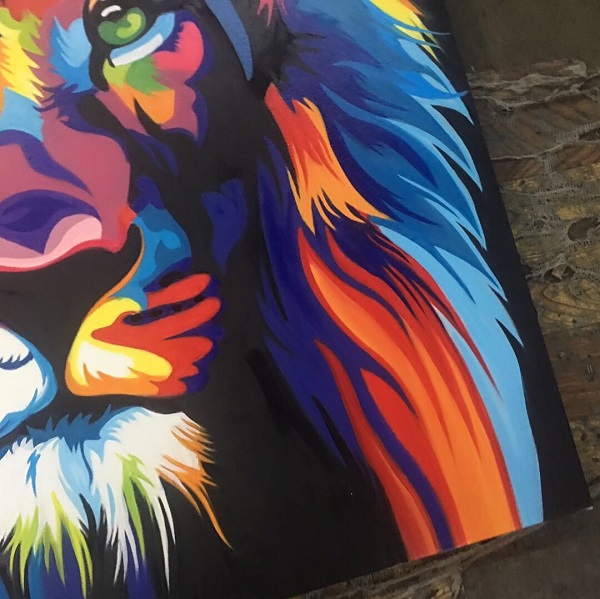 楽天市場】【楽天ランキング1位獲得】【原画】 絵画 カラフルライオン