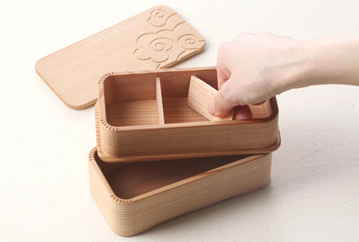 楽天市場】【公式】箱屋常吉 細長二段お弁当箱(小) 雲紋柄 おひつの