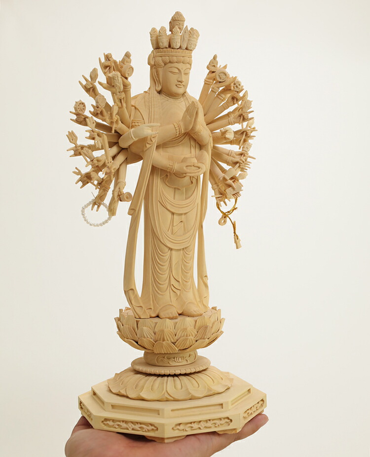 楽天市場】【総高36cm】〜木彫り 仏像 千手観音〜仕様：無垢 / 素材