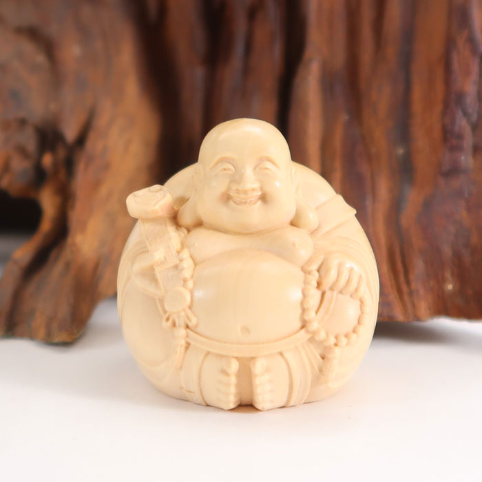 楽天市場】布袋様（ミニ） 木彫り 置物 一刀彫 / 素材：水柘植 : 津山