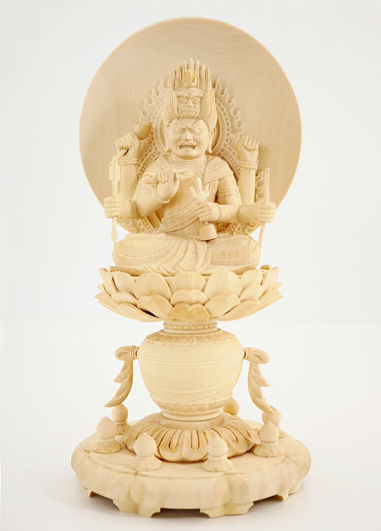 楽天市場】愛染明王 木彫り 仏像 置物 仕様：無垢 / 素材：柘植