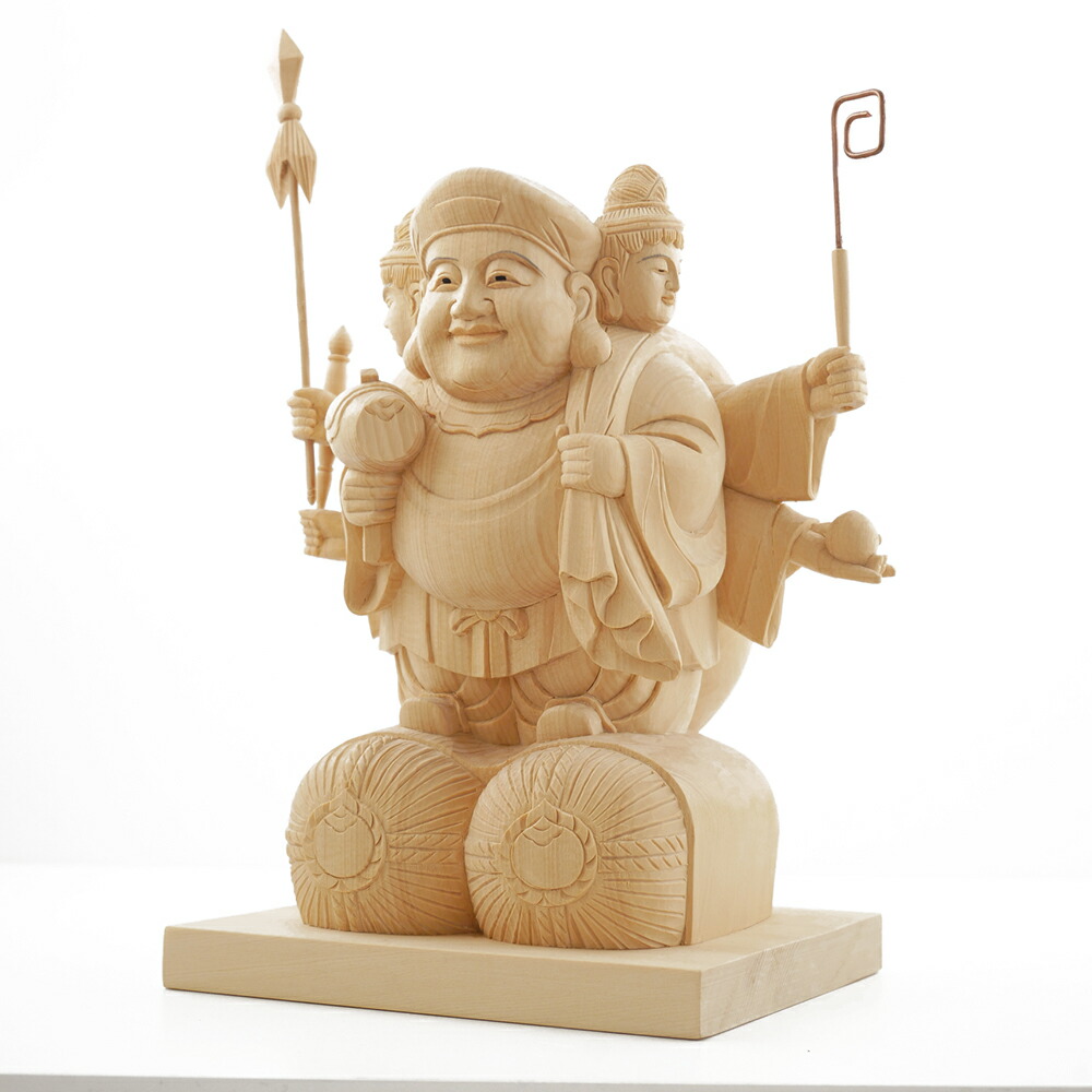 楽天市場】三面大黒天 木彫り 仏像 置物仕様：無垢 / 素材：桧 : 津山