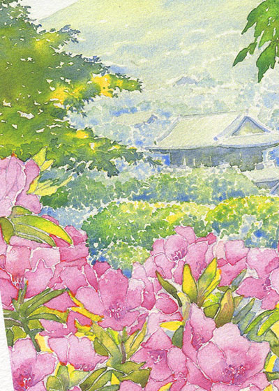 楽天市場】山門とツツジ ( 躑躅 南禅寺 水彩画 風景画 )☆当店