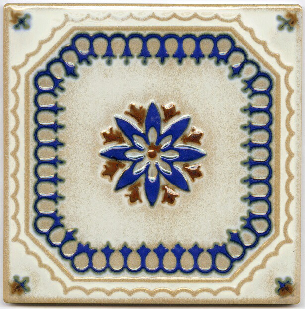 楽天市場】アンティーク デザインタイル 150角花 イスラム風（昭和