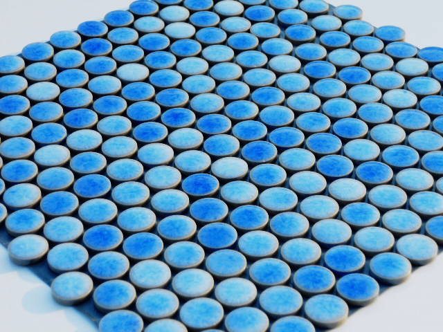 楽天市場】丸 モザイクタイル シート 磁器 19mm かわいい 青・紺
