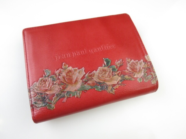 ジャンポールゴルチエ 二つ折り財布 アンティークメタリック加工 薔薇