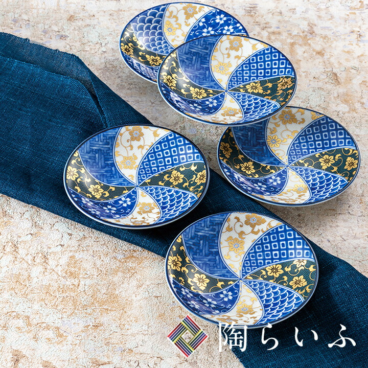 楽天市場】九谷焼 5.5号皿揃 鉄仙文＜送料無料 和食器 皿 中皿 人気