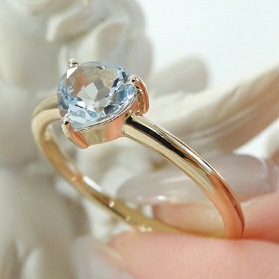 楽天市場】【送料無料】K10YG ハートシェイプ アクアマリン リング代引