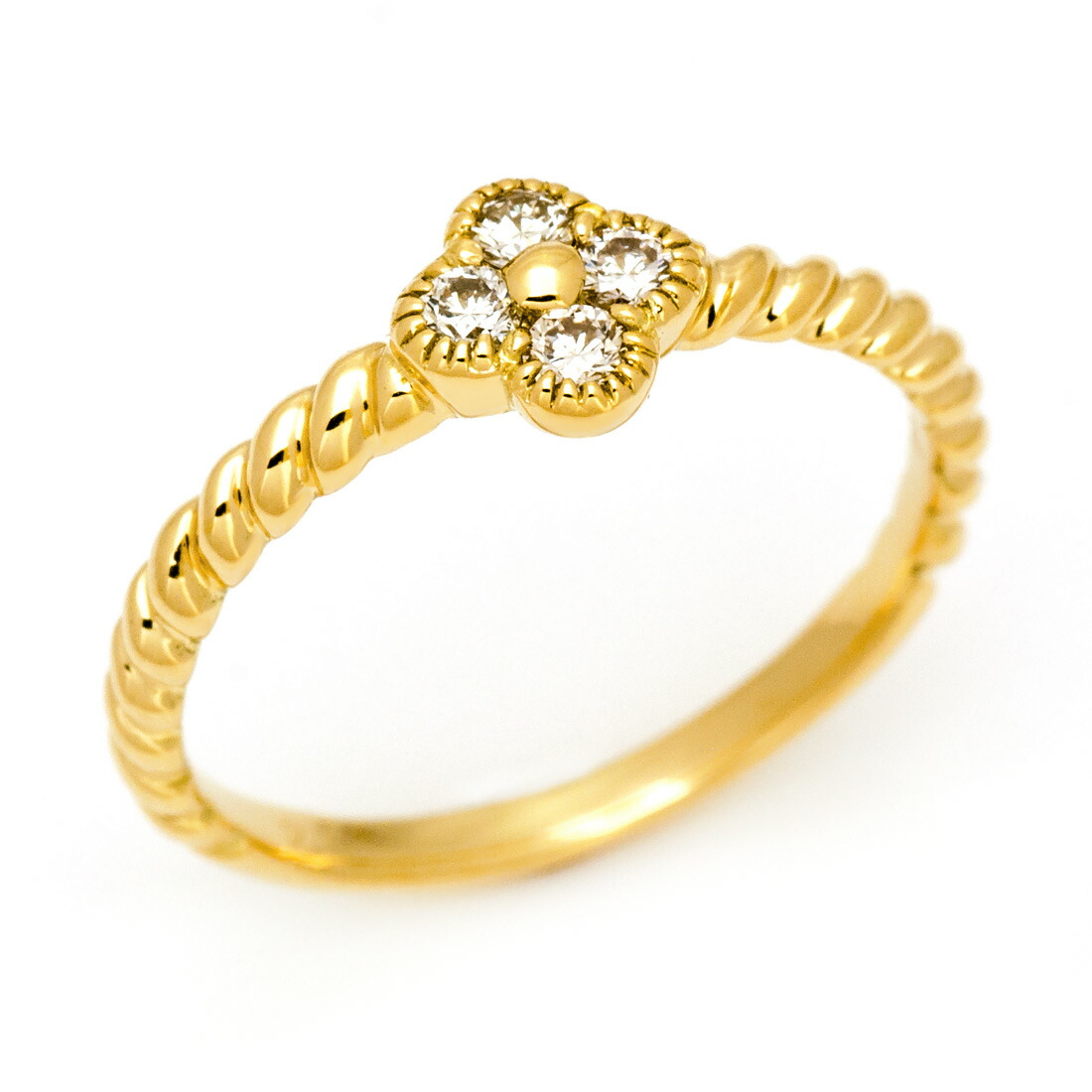 楽天市場】K18 フラワーモチーフ ダイヤモンドリング 「prana