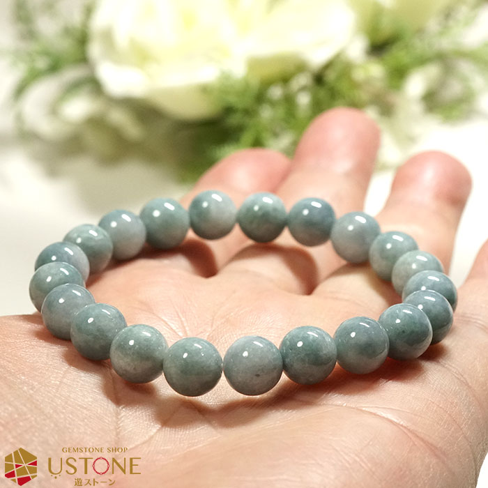 楽天市場】糸魚川翡翠 ヒスイ ブレスレット 9.5mm ブルーヒスイ