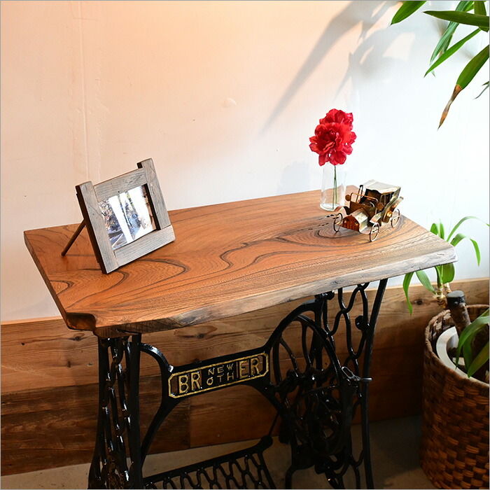 j*3様 レトロBROTHER 一枚板天板付き アンティークブラザー 鉄脚テーブ