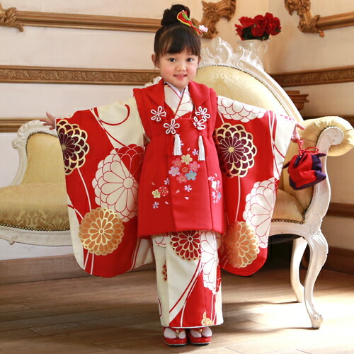 楽天市場】【レンタル】 七五三 着物 3歳 レンタル 女の子 赤 被布着物