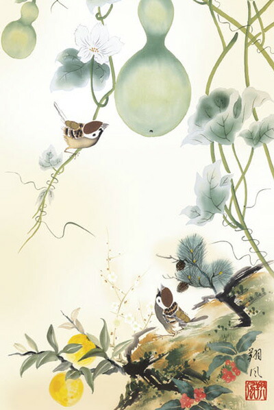 楽天市場】掛け軸 掛軸（かけじく）尺三幅 開運六瓢息災図（伊藤 翔風