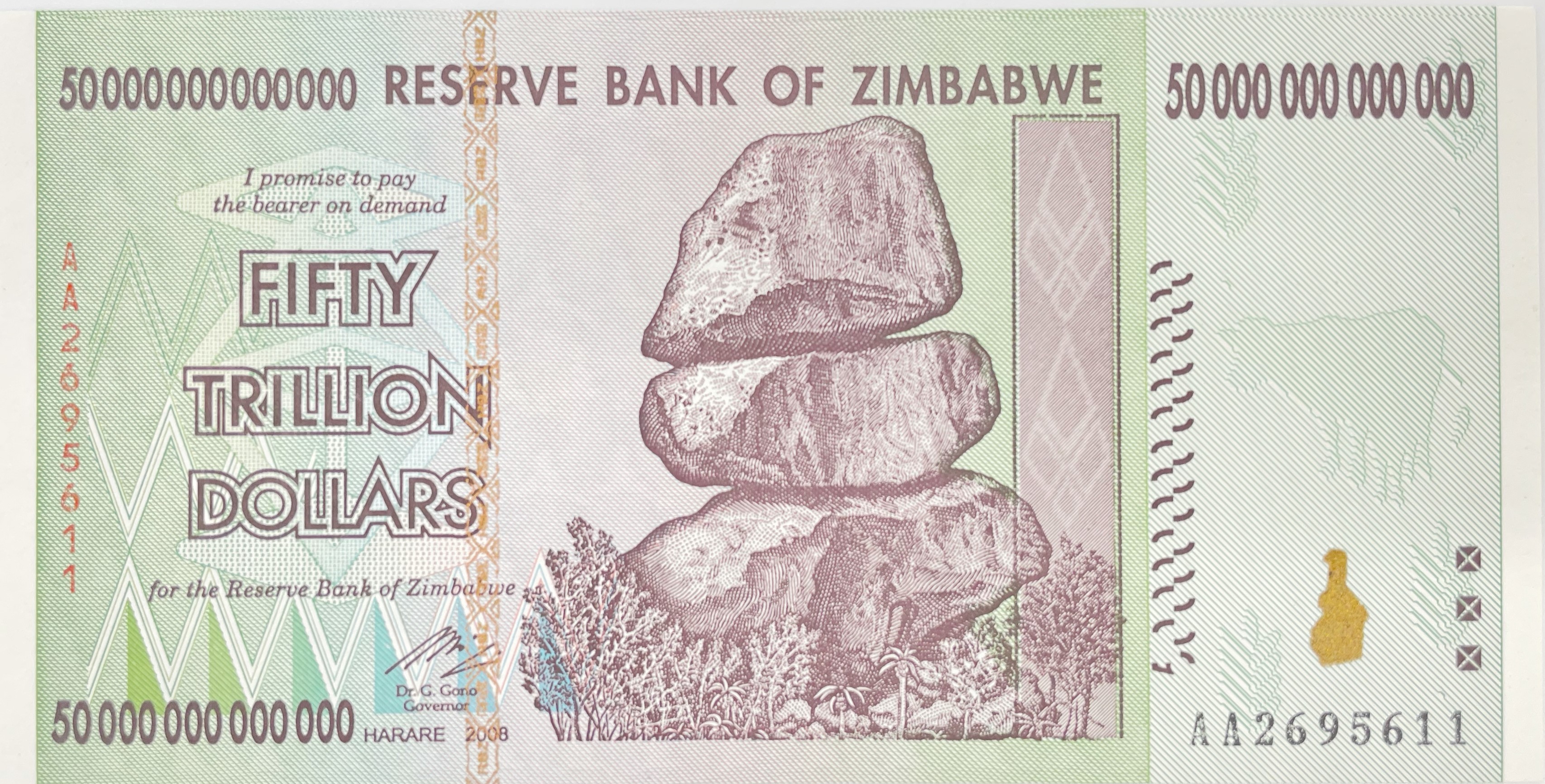 楽天市場】【鑑定書付】50兆ジンバブエドル 1枚 未使用 ピン札