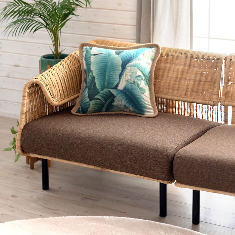 楽天市場】ラタンソファー 左 ラタンソファ ブラウン 脚付き 脚