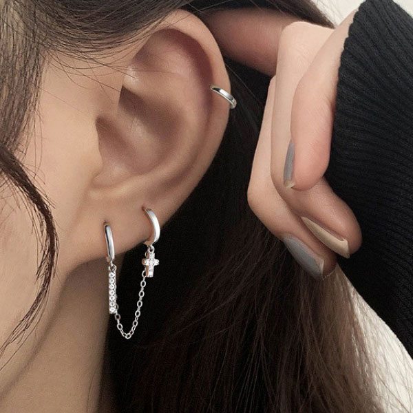 楽天市場】【1000円均一】クロス リング 銀針ピアス☆ビアス