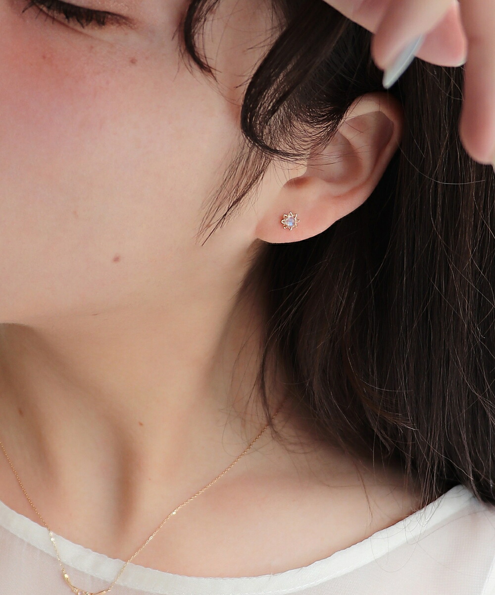 楽天市場】K10 ロイヤルブルームーンストーン フラワー ピアス