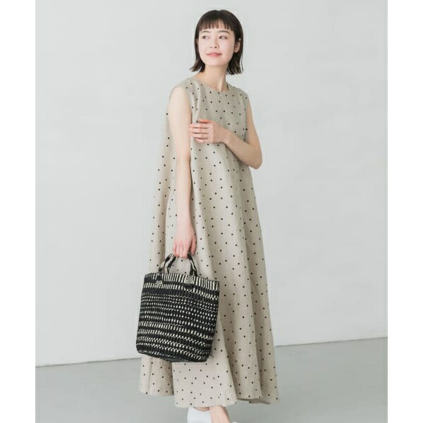 楽天市場】リネンノースリーブドットワンピース／かぐれ（kagure