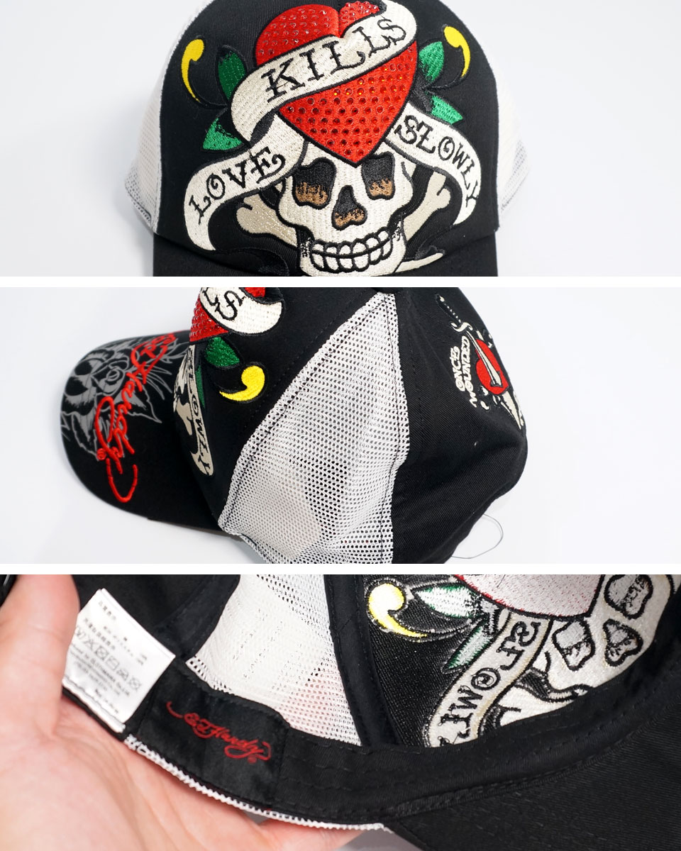 楽天市場】エド・ハーディー ハートスカル刺繍 ラインスストーン付き