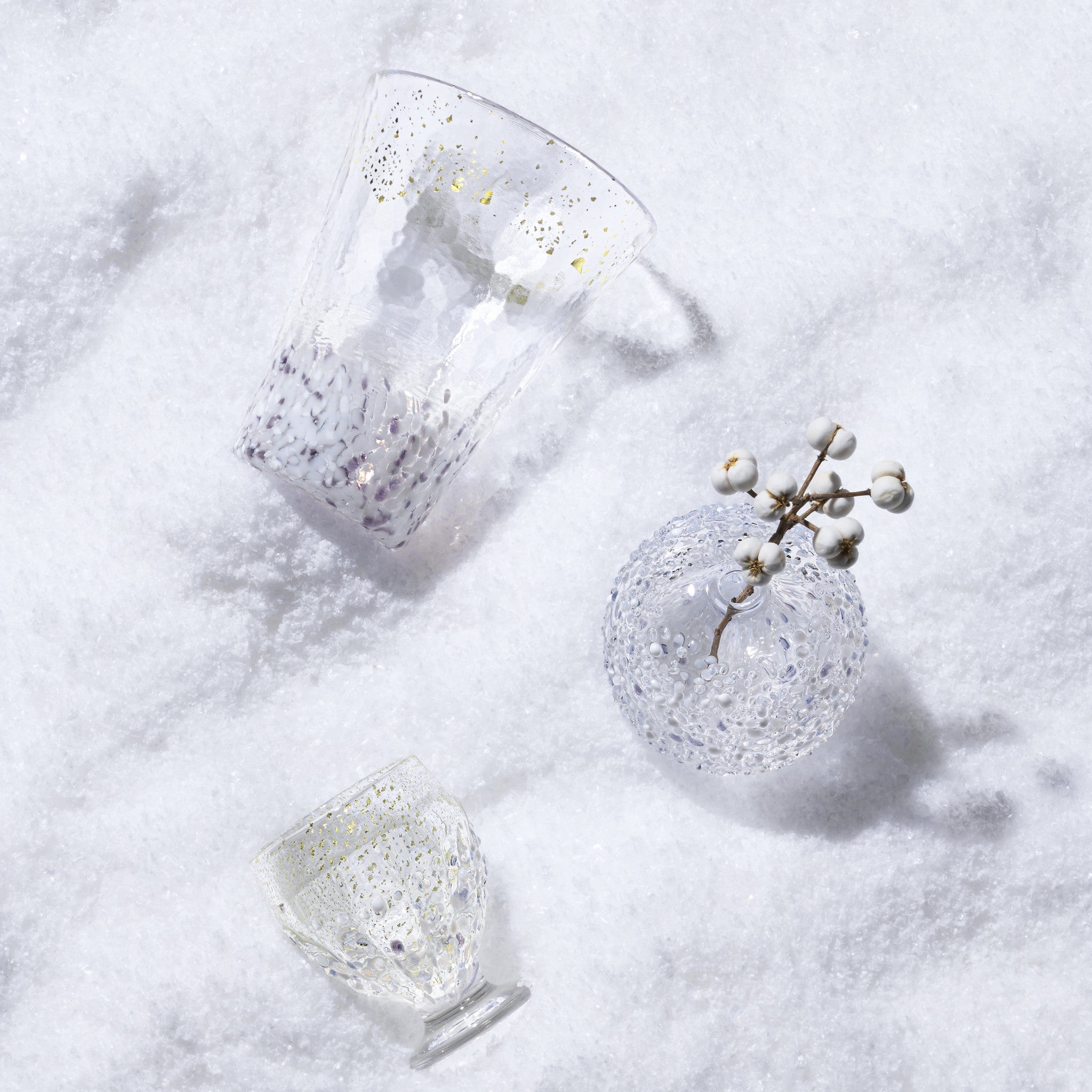 津軽びいどろ 雪うつし ざらめ雪 一輪挿し | おしゃれなガラス花瓶