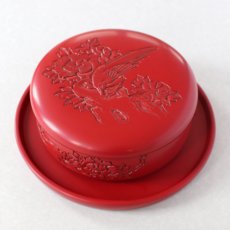 村上堆朱 鉢 大（岩牡丹) 立付 村上堆朱鉢大（岩牡丹)立付