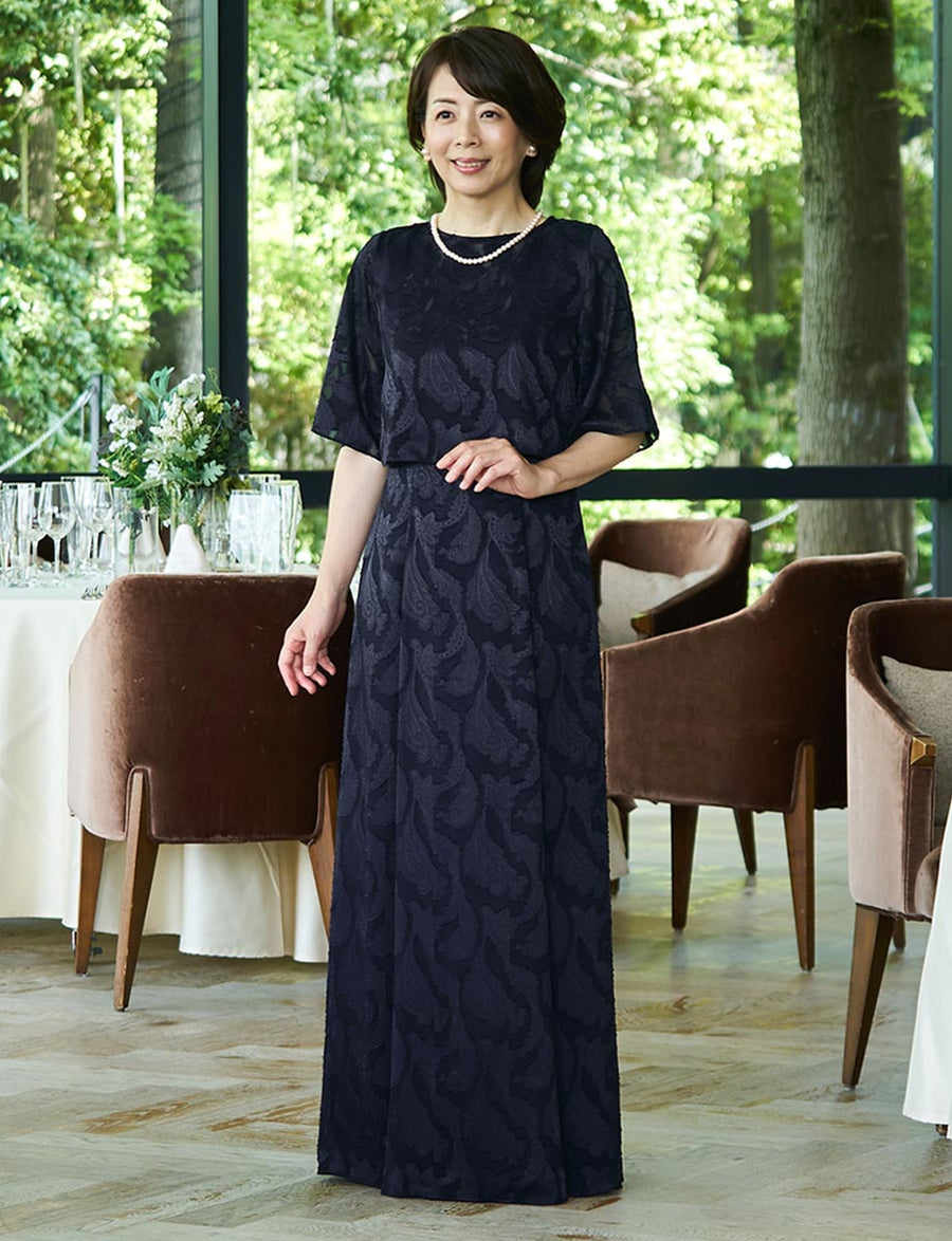 マザーズドレス・結婚式 母親ドレス MD0230-DNY ネイビー ボレロ付き