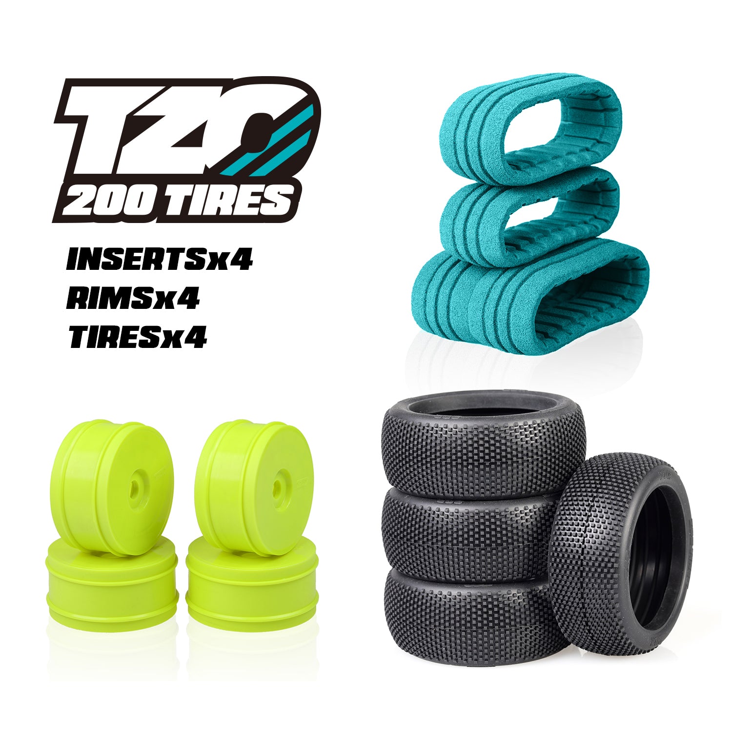 202 Car Set Non-Glued (Tires+Inserts+Rims) – TZOTIRES