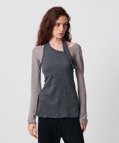 ATTISESSION＞バックタイ ホルターネック トップス